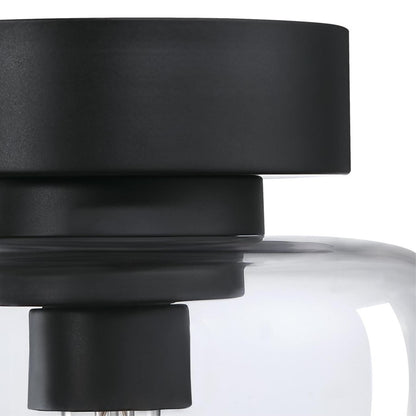 Westinghouse Judd 8in 1-Light Semi-Flush Mount | Transitional Matte Black and Clear Glass | Hallway & Living Room | 8 x 8 x 11 in | Model 6131200