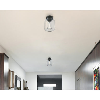 Westinghouse Judd 1 Light SemiFlush, Matte Black/Clear Glass