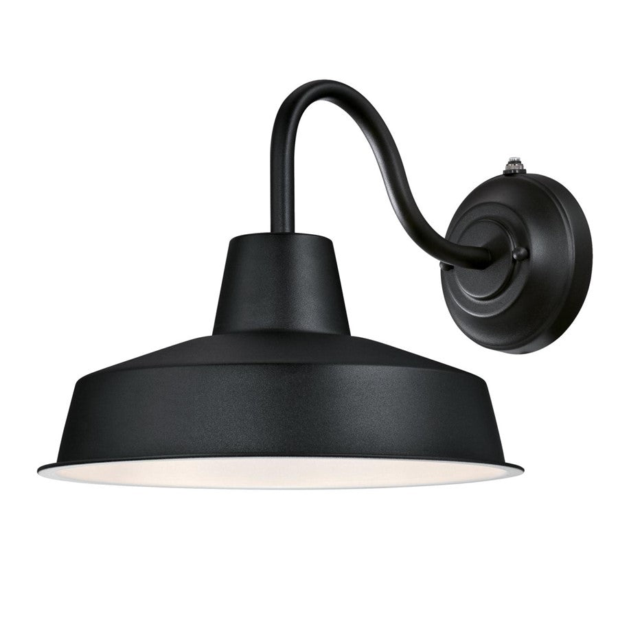Westinghouse Academy 12in 1-Light Outdoor Wall Sconce | Vintage Textured Black Steel Cage | Covered Porch & Entryway | 11 x 12 x 15 in | Model 6131700