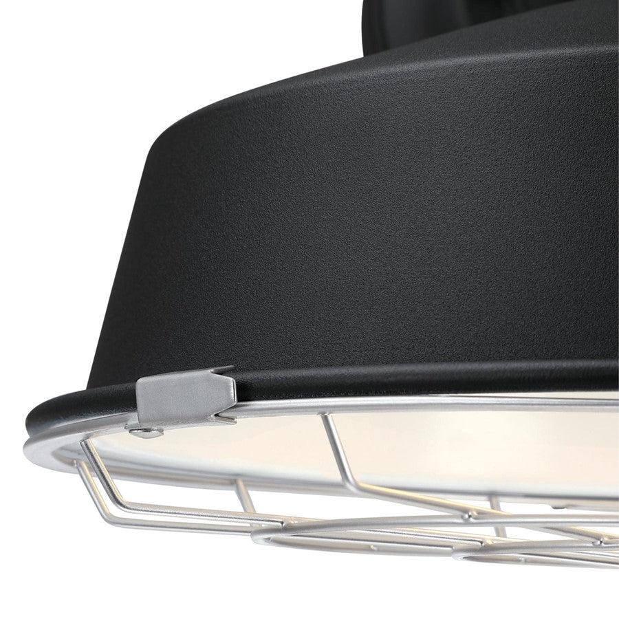 Westinghouse Academy 12in 1-Light Outdoor Wall Sconce | Vintage Textured Black Steel Cage | Covered Porch & Entryway | 11 x 12 x 15 in | Model 6131700