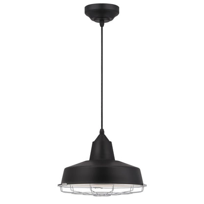 Westinghouse Academy 12in 1-Light Pendant | Vintage Black and Chrome Cage | Kitchen Island & Dining Room | 12 x 12 x 9 in | Model 6131800