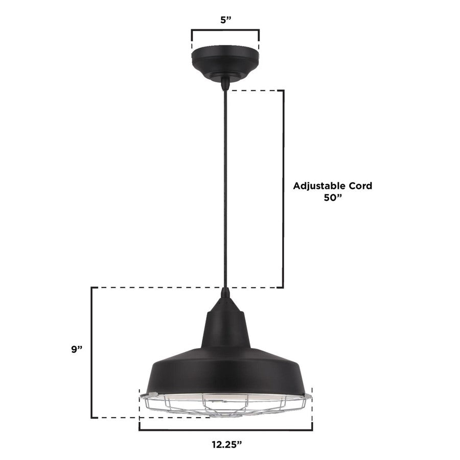 Westinghouse Academy 12in 1-Light Pendant | Vintage Black and Chrome Cage | Kitchen Island & Dining Room | 12 x 12 x 9 in | Model 6131800