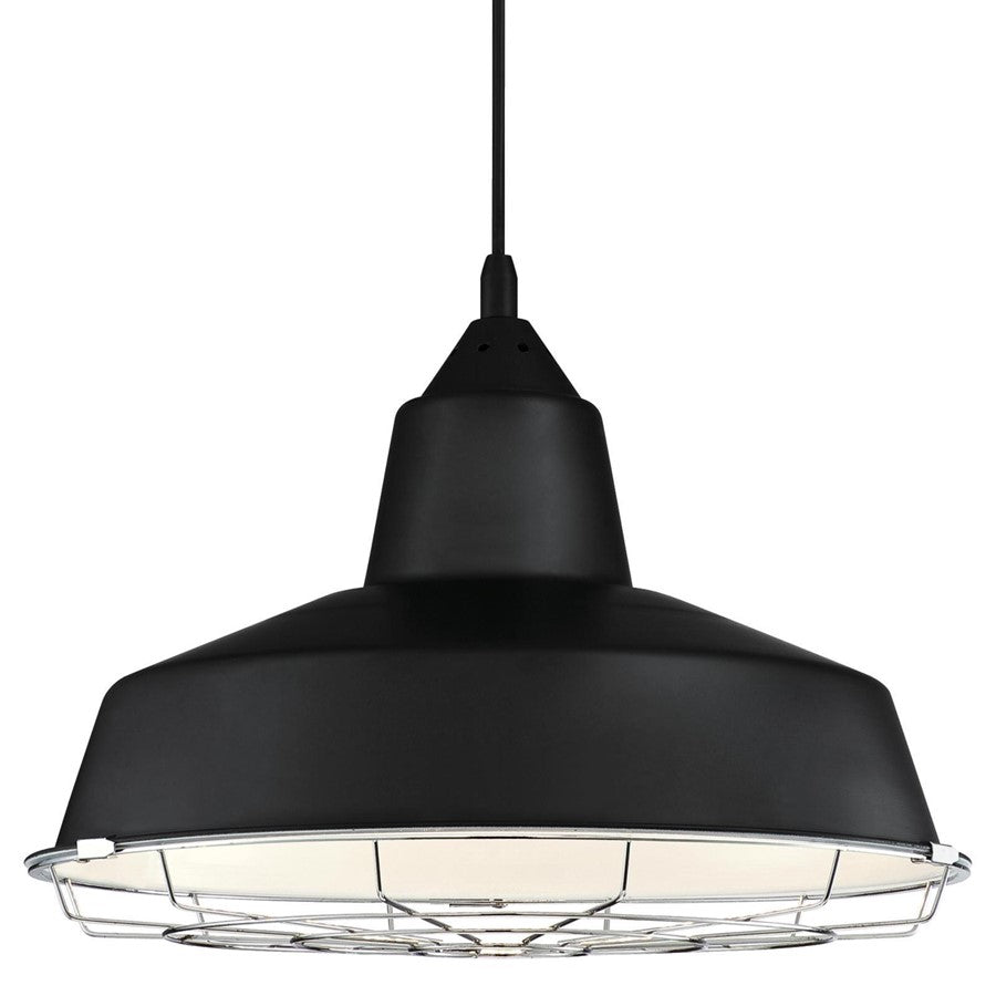 Westinghouse Academy 16in 1-Light Pendant | Vintage Black and Chrome Cage | Kitchen Island & Dining Room | 16 x 16 x 12 in | Model 6131900