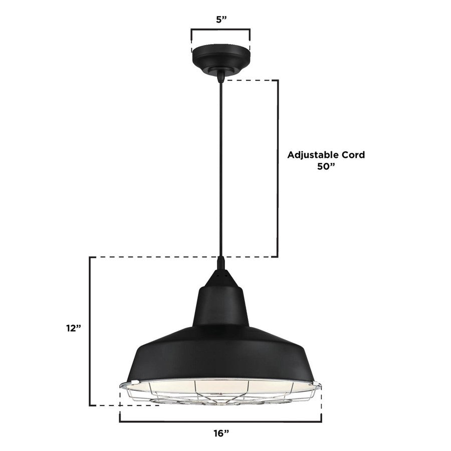 Westinghouse Academy 16in 1-Light Pendant | Vintage Black and Chrome Cage | Kitchen Island & Dining Room | 16 x 16 x 12 in | Model 6131900