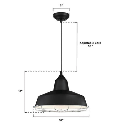 Westinghouse Academy 16in 1-Light Pendant | Vintage Black and Chrome Cage | Kitchen Island & Dining Room | 16 x 16 x 12 in | Model 6131900