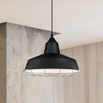 Westinghouse Academy 16in 1-Light Pendant | Vintage Black and Chrome Cage | Kitchen Island & Dining Room | 16 x 16 x 12 in | Model 6131900