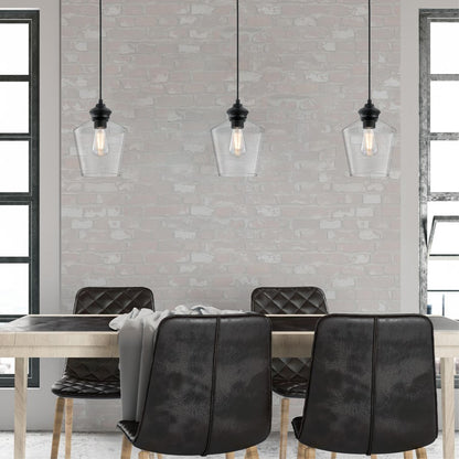 Westinghouse Ramsey 8in 1-Light Mini Pendant | Transitional Matte Black and Clear Glass | Kitchen Island & Dining Room | 8 x 8 x 11 in | Model 6132600