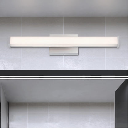 Westinghouse Dermot 24in 1-Light LED Vanity Light | Transitional Brushed Nickel and Frosted Acrylic | Bathroom & Hallway | Model 6134900