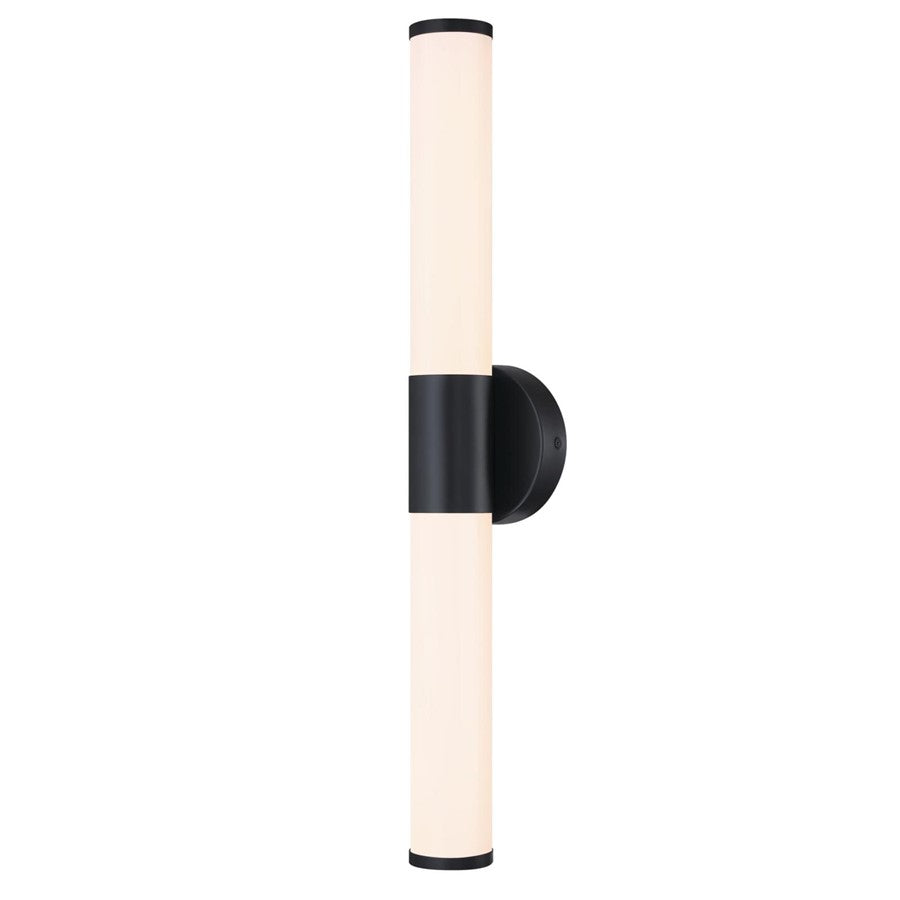 Westinghouse Clarksboro 24in 1-Light LED Vanity Light | Transitional Matte Black and Frosted Acrylic | Bathroom & Hallway | Model 6138300