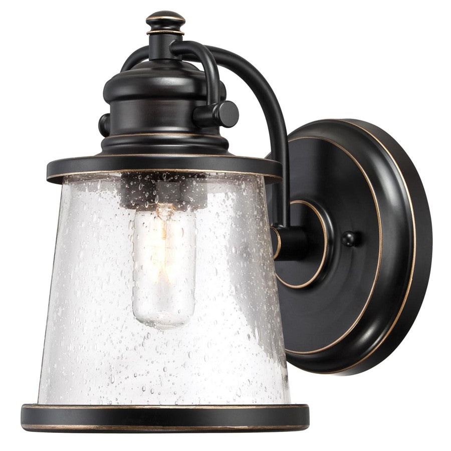 Westinghouse Emma Jane 10in 1-Light Outdoor Wall Lantern | Coastal Amber Bronze and Clear Seeded Glass | Entryway & Porch | Model 6204000
