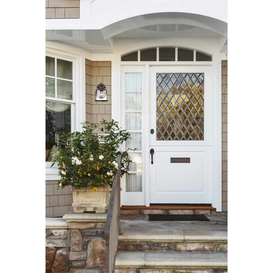 Westinghouse Emma Jane 10in 1-Light Outdoor Wall Lantern | Coastal Amber Bronze and Clear Seeded Glass | Entryway & Porch | Model 6204000