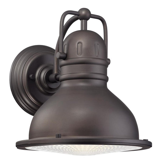 Westinghouse Orson 11in 1-Light Outdoor Wall Sconce | Industrial Oil Rubbed Bronze and Frosted Prismatic Glass | Covered Patios & | Model 6204600