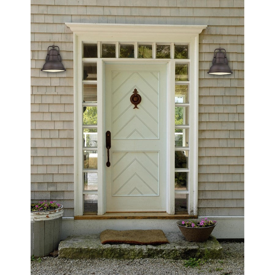 Westinghouse Orson 11in 1-Light Outdoor Wall Sconce | Industrial Oil Rubbed Bronze and Frosted Prismatic Glass | Covered Patios & | Model 6204600