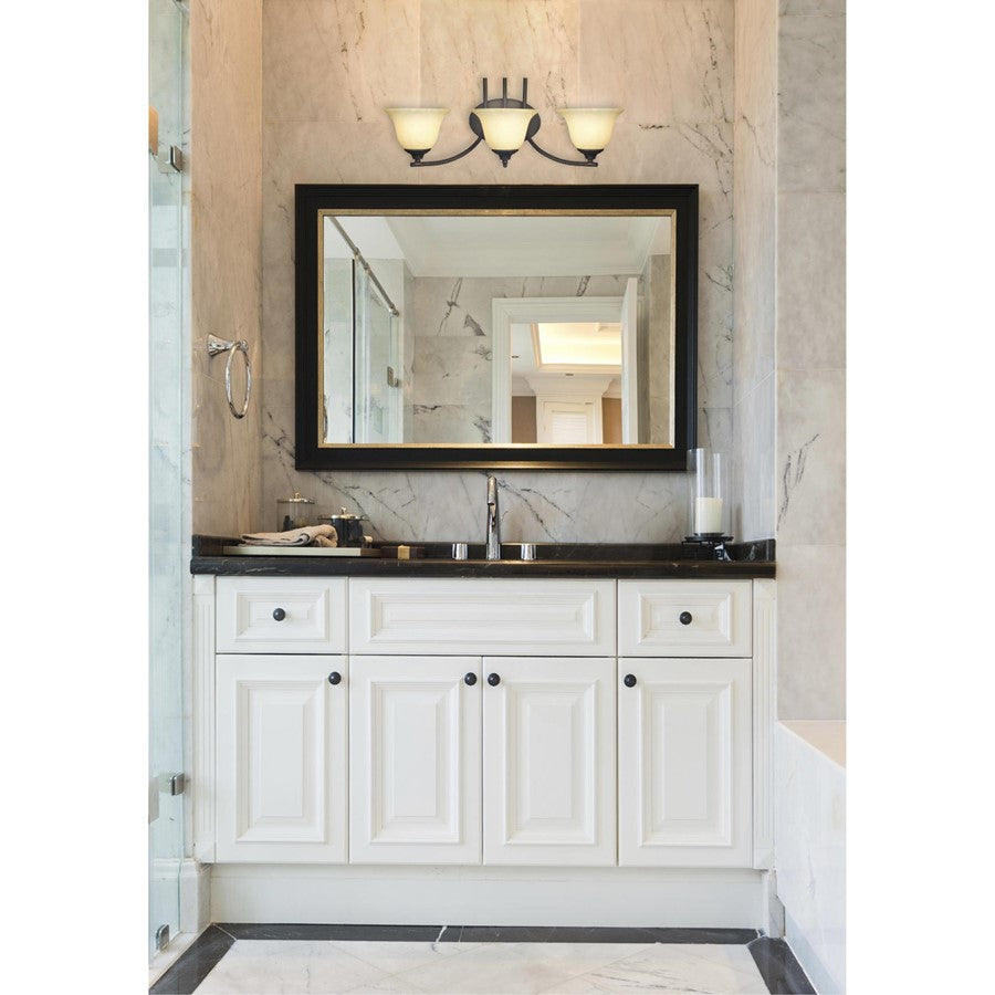Westinghouse Kings Canyon 25in 3-Light Wall Sconce | Transitional Oil Rubbed Bronze and Burnt Scavo Glass | Living Room & Dining Room | Model 6222200