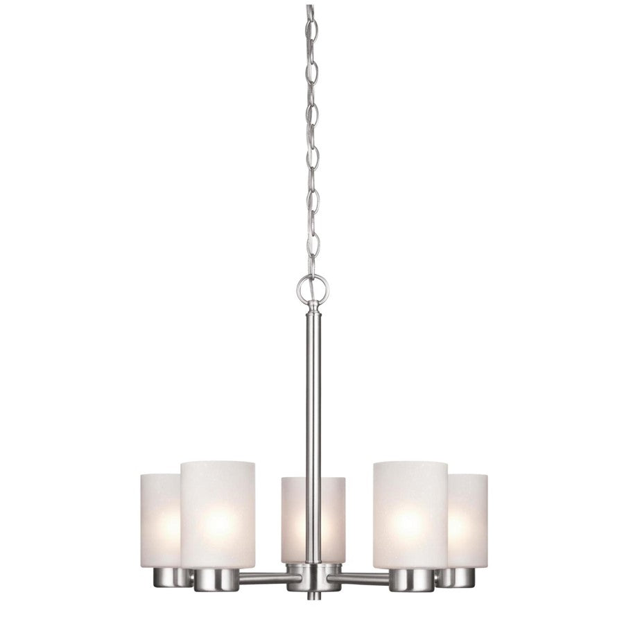 Westinghouse Sylvestre 20in 5-Light Chandelier | Brushed Nickel and Frosted Seeded Glass | Dining Room & Living Room | 20 x 20 x 18 in | Model 6227400