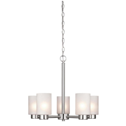 Westinghouse Sylvestre 20in 5-Light Chandelier | Brushed Nickel and Frosted Seeded Glass | Dining Room & Living Room | 20 x 20 x 18 in | Model 6227400