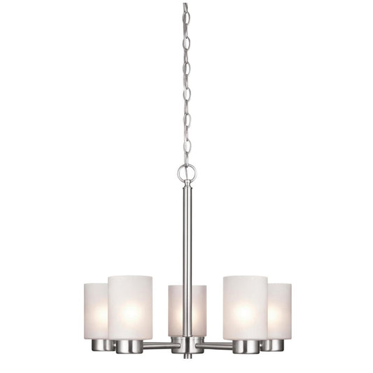 Westinghouse Sylvestre 20in 5-Light Chandelier | Brushed Nickel and Frosted Seeded Glass | Dining Room & Living Room | 20 x 20 x 18 in | Model 6227400