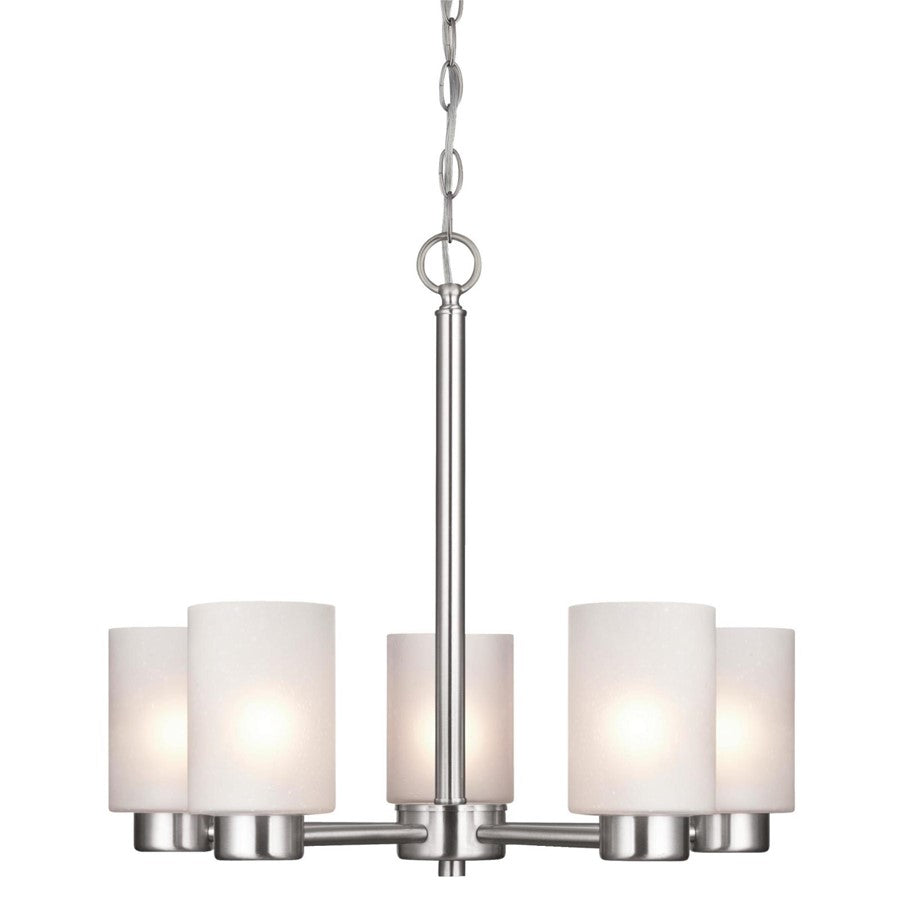 Westinghouse Sylvestre 20in 5-Light Chandelier | Brushed Nickel and Frosted Seeded Glass | Dining Room & Living Room | 20 x 20 x 18 in | Model 6227400