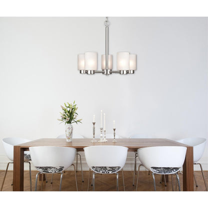 Westinghouse Sylvestre 20in 5-Light Chandelier | Brushed Nickel and Frosted Seeded Glass | Dining Room & Living Room | 20 x 20 x 18 in | Model 6227400