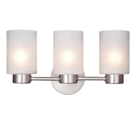 Westinghouse Sylvestre 3-Light Wall Sconce | Brushed Nickel and Frosted Seeded Glass | Bathroom & Hallway | 15 x 6 x 8 in | Model 6227900