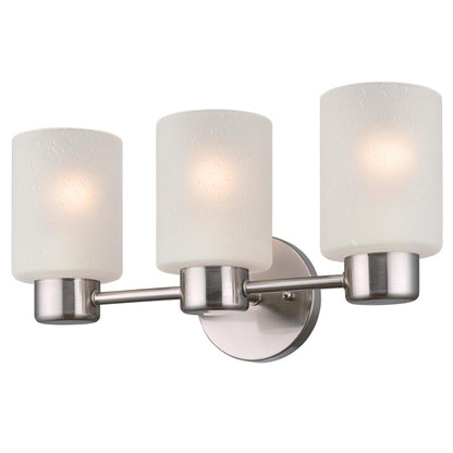 Westinghouse Sylvestre 3-Light Wall Sconce | Brushed Nickel and Frosted Seeded Glass | Bathroom & Hallway | 15 x 6 x 8 in | Model 6227900