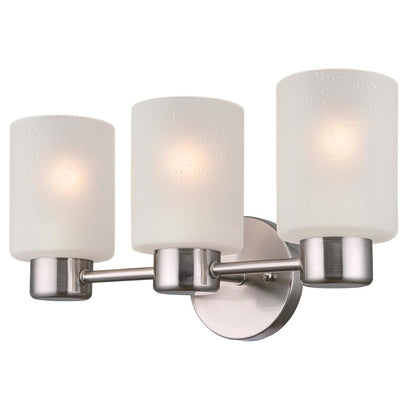 Westinghouse Sylvestre 3-Light Wall Sconce | Brushed Nickel and Frosted Seeded Glass | Bathroom & Hallway | 15 x 6 x 8 in | Model 6227900