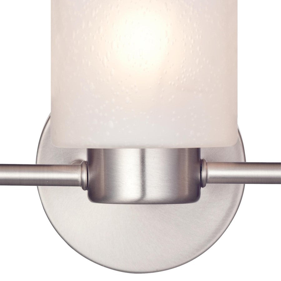 Westinghouse Sylvestre 3-Light Wall Sconce | Brushed Nickel and Frosted Seeded Glass | Bathroom & Hallway | 15 x 6 x 8 in | Model 6227900