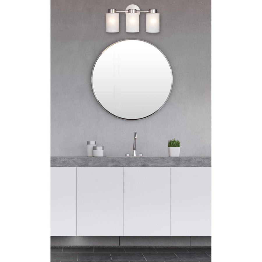 Westinghouse Sylvestre 3-Light Wall Sconce | Brushed Nickel and Frosted Seeded Glass | Bathroom & Hallway | 15 x 6 x 8 in | Model 6227900