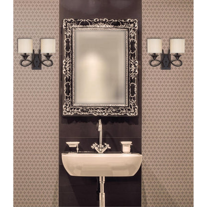 Westinghouse Lenola 16in 2-Light Wall Sconce | Traditional Amber Bronze and Beige Fabric Shade | Bathroom & Vanity | 16 x 7 x 13 in | Model 6302700