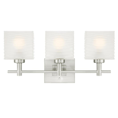 Westinghouse Alexander 22in 3-Light Wall Sconce | Contemporary Brushed Nickel and Rippled White Glass | Bathroom & Vanity | Model 6304000