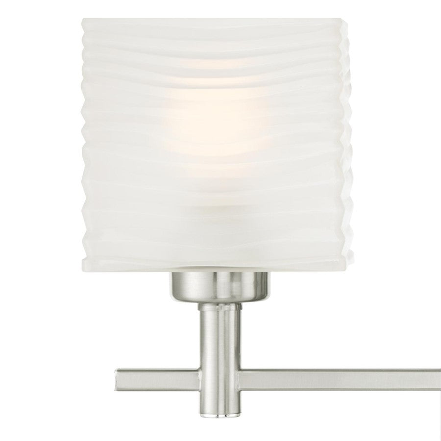 Westinghouse Alexander 22in 3-Light Wall Sconce | Contemporary Brushed Nickel and Rippled White Glass | Bathroom & Vanity | Model 6304000
