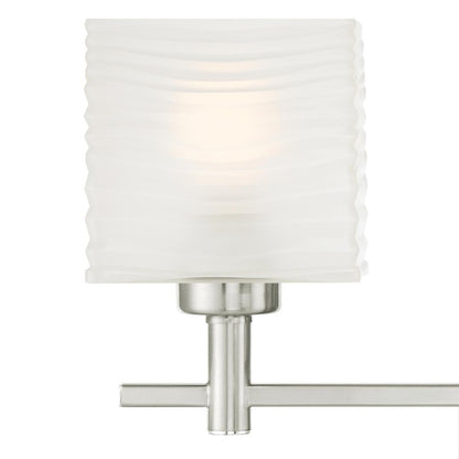 Westinghouse Alexander 22in 3-Light Wall Sconce | Contemporary Brushed Nickel and Rippled White Glass | Bathroom & Vanity | Model 6304000