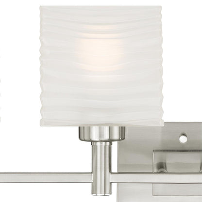Westinghouse Alexander 30in 4-Light Wall Sconce | Contemporary Brushed Nickel and Rippled White Glass | Bathroom & Vanity | Model 6304100