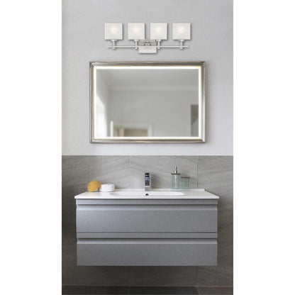 Westinghouse Alexander 30in 4-Light Wall Sconce | Contemporary Brushed Nickel and Rippled White Glass | Bathroom & Vanity | Model 6304100