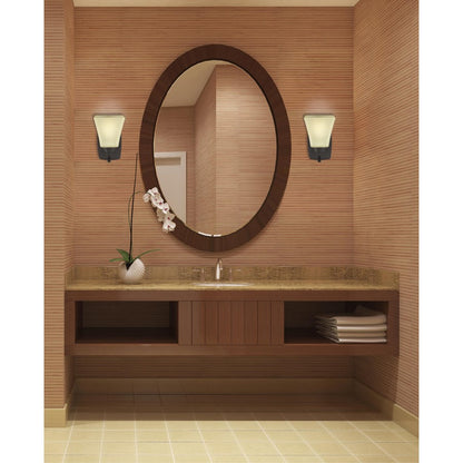 Westinghouse Midori 5in 1-Light Wall Sconce | Rustic Oil Rubbed Bronze and Amber Linen Glass | Bathroom & Hallway | 5 x 7 x 8 in | Model 6307300