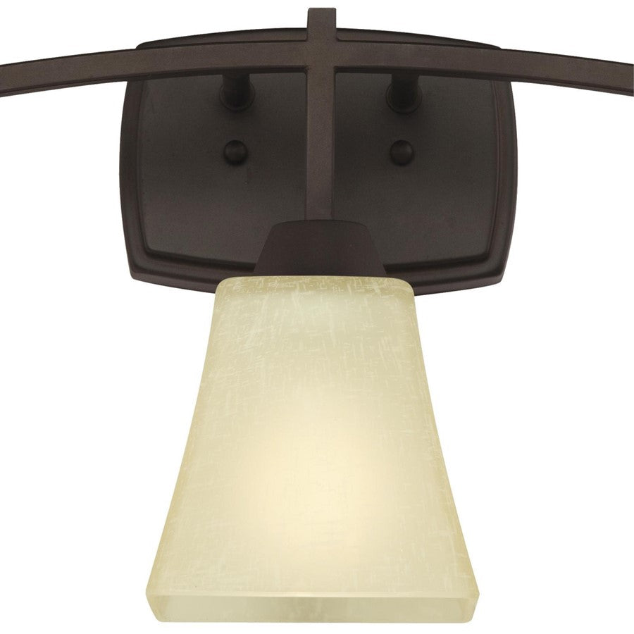 Westinghouse Midori 20in 3-Light Wall Sconce | Rustic Oil Rubbed Bronze and Amber Linen Glass | Bathroom & Dressing Room | Model 6307500
