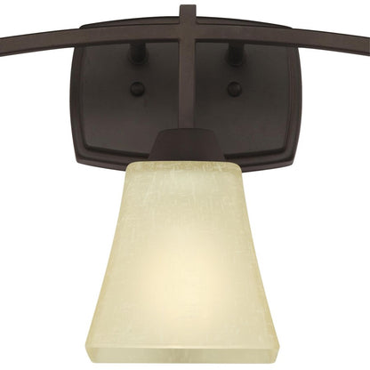 Westinghouse Midori 20in 3-Light Wall Sconce | Rustic Oil Rubbed Bronze and Amber Linen Glass | Bathroom & Dressing Room | Model 6307500