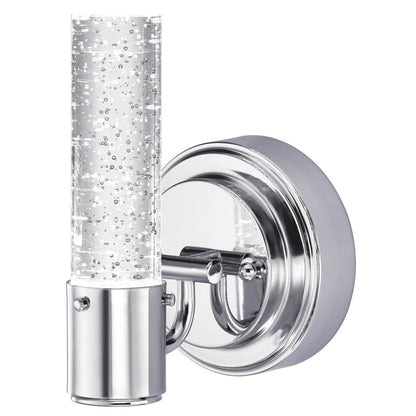 Westinghouse Cava 5in 1-Light Wall Sconce | Contemporary Chrome and Bubble Glass | Bathroom & Vanity | 5 x 5 x 7 in | Model 6307600
