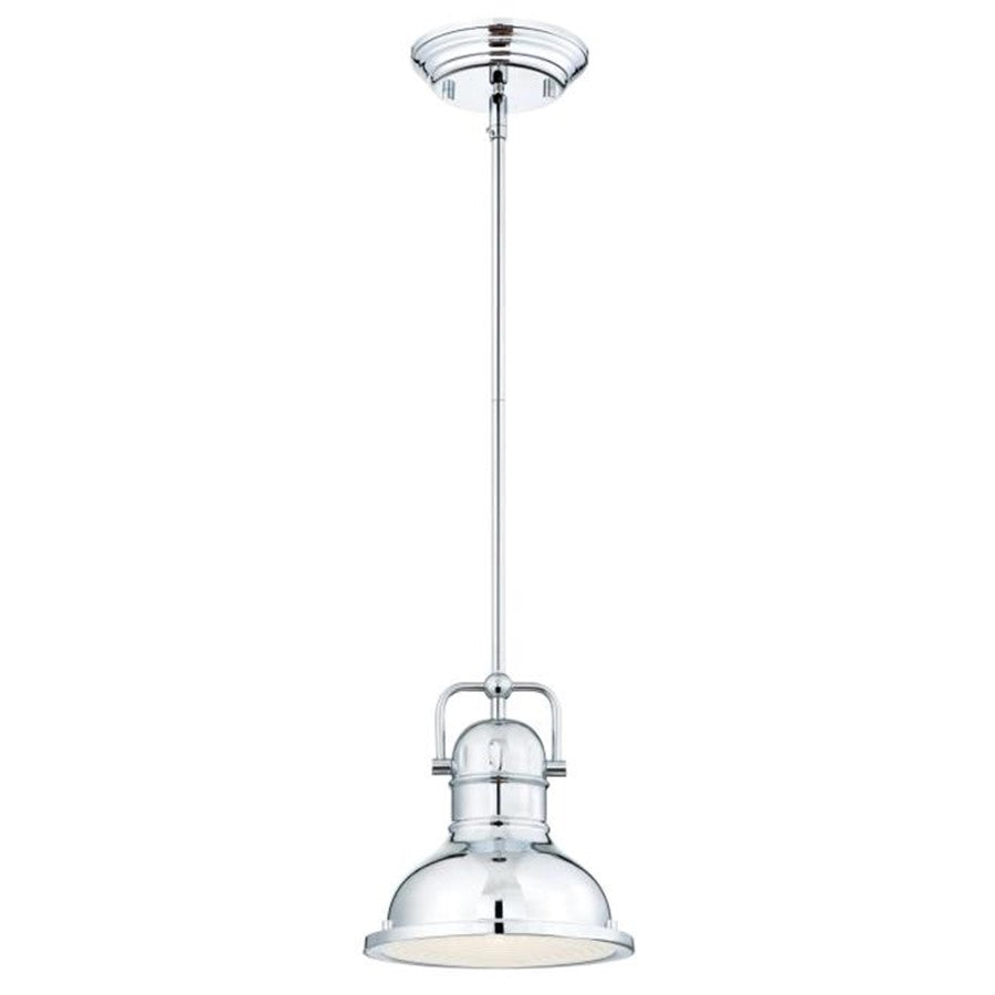 Westinghouse Boswell 11in 1-Light Pendant | Industrial Chrome and Frosted Prismatic Lens | Kitchen Island & Dining Room | Model 63085A