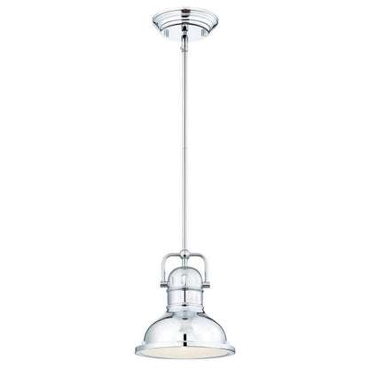 Westinghouse Boswell 11in 1-Light Pendant | Industrial Chrome and Frosted Prismatic Lens | Kitchen Island & Dining Room | Model 63085A