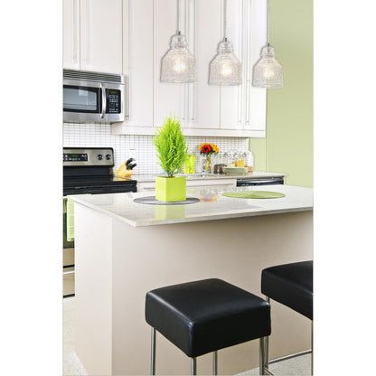 Westinghouse 8in 1-Light Pendant | Traditional Brushed Nickel and Clear Crackle Glass | Kitchen & Dining Room | 6 x 6 x 8 in | Model 6309200