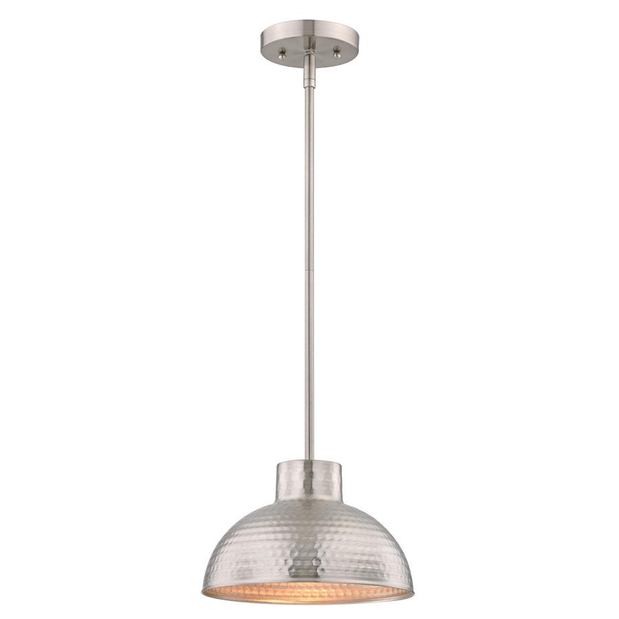 Westinghouse Malte 10in 1-Light Pendant | Transitional Hammered Brushed Nickel Metal Shade | Kitchen & Dining Room | 10 x 10 x 6 in | Model 6309600