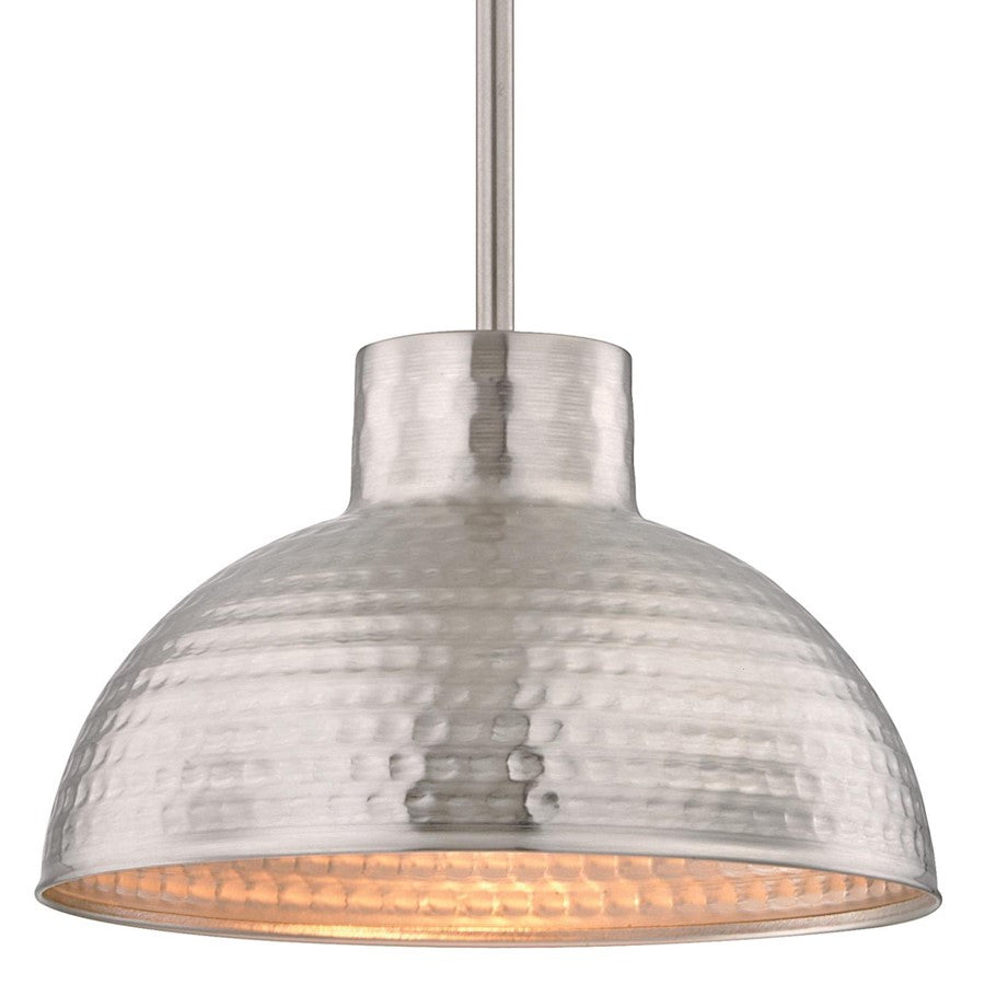 Westinghouse Malte 10in 1-Light Pendant | Transitional Hammered Brushed Nickel Metal Shade | Kitchen & Dining Room | 10 x 10 x 6 in | Model 6309600