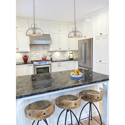Westinghouse Malte 10in 1-Light Pendant | Transitional Hammered Brushed Nickel Metal Shade | Kitchen & Dining Room | 10 x 10 x 6 in | Model 6309600