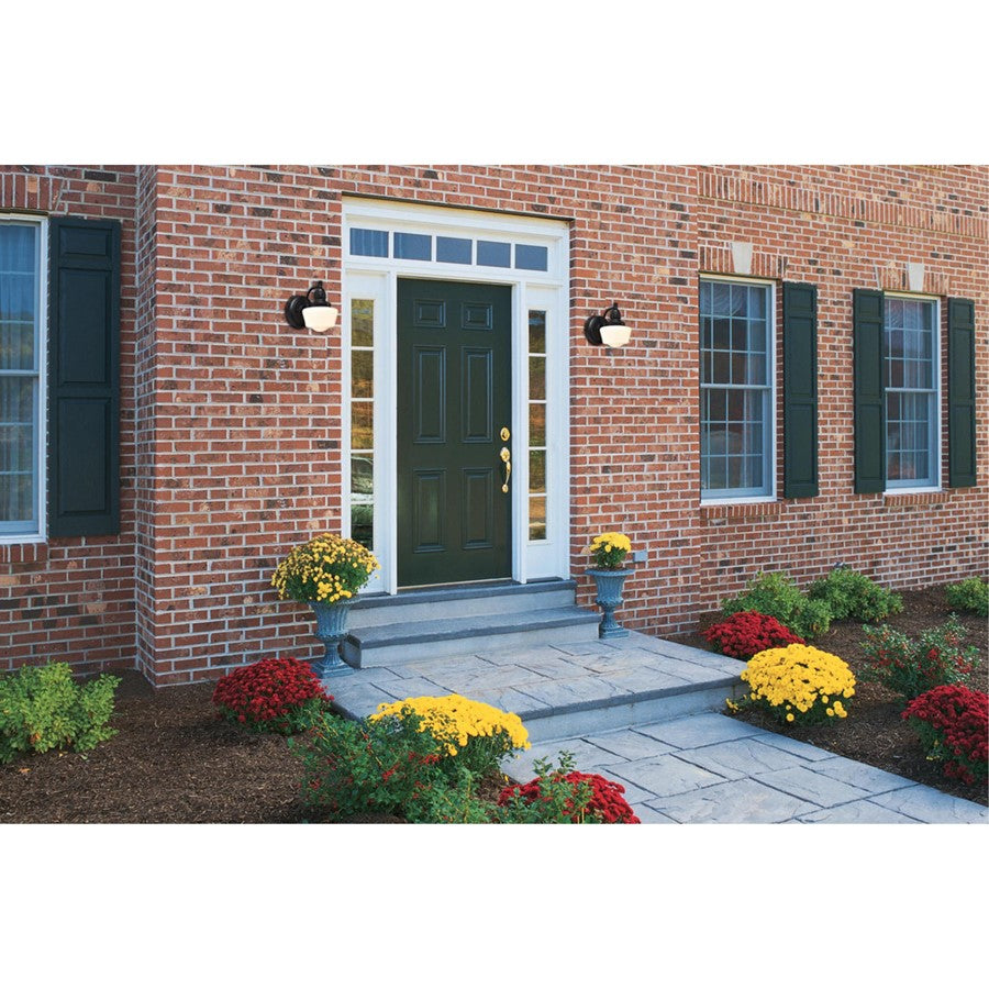 Westinghouse Eddystone 8in 1-Light Outdoor Wall Sconce | Textured Black White Opal Glass | Entryway & Porch | 8 x 6 x 9 in | Model 6314300