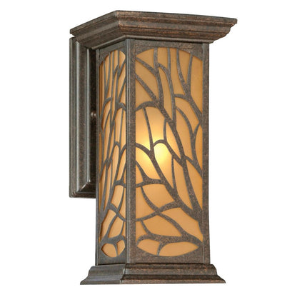 Westinghouse Glenwillow 7in 1-Light Outdoor Wall Sconce | Rustic Victorian Bronze and Amber Frosted Glass | Entryway & Porch | Model 6315000