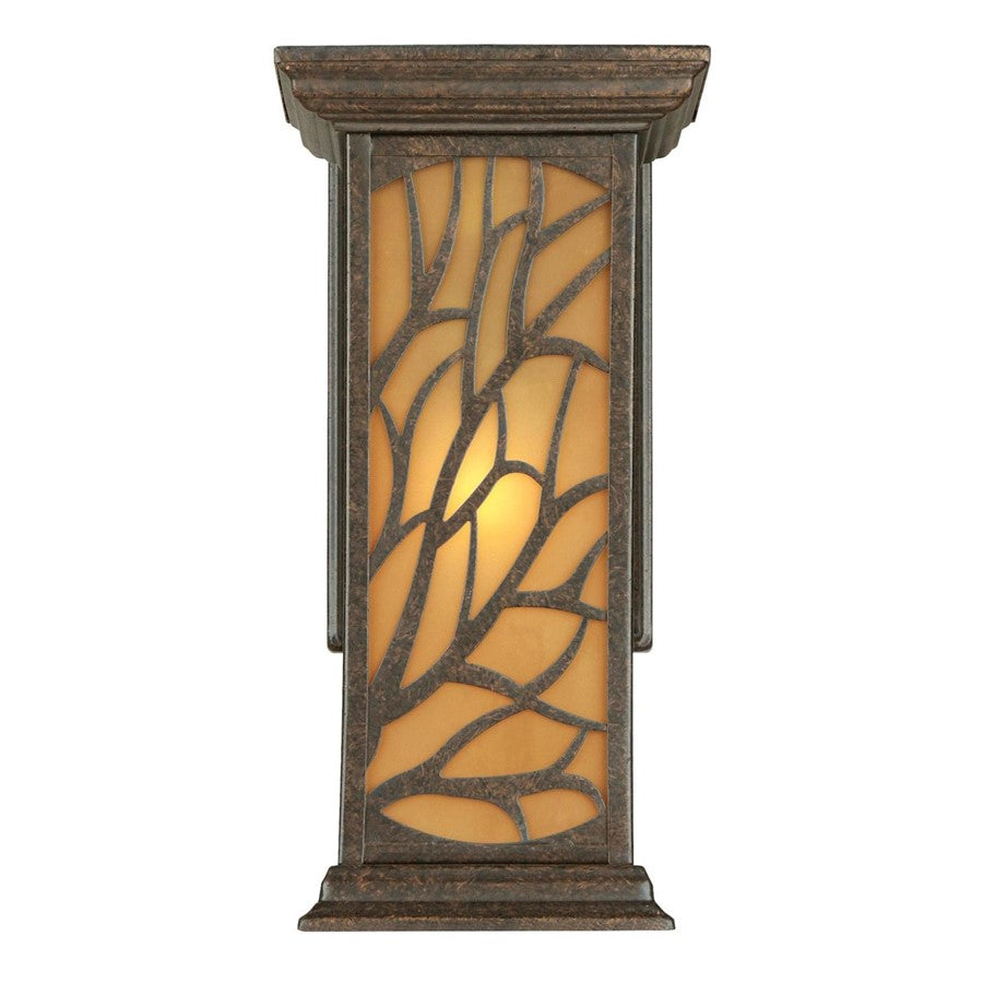 Westinghouse Glenwillow 7in 1-Light Outdoor Wall Sconce | Rustic Victorian Bronze and Amber Frosted Glass | Entryway & Porch | Model 6315000
