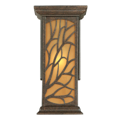 Westinghouse Glenwillow 7in 1-Light Outdoor Wall Sconce | Rustic Victorian Bronze and Amber Frosted Glass | Entryway & Porch | Model 6315000