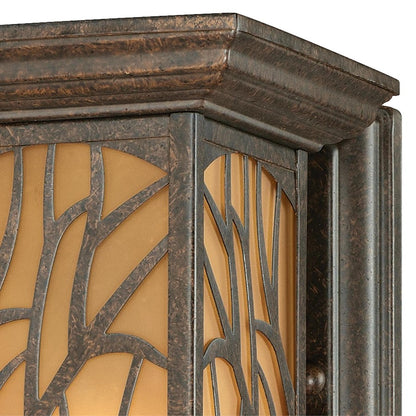 Westinghouse Glenwillow 7in 1-Light Outdoor Wall Sconce | Rustic Victorian Bronze and Amber Frosted Glass | Entryway & Porch | Model 6315000