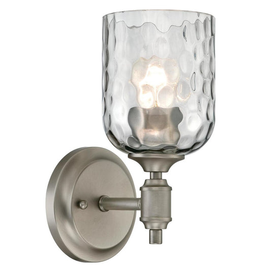 Westinghouse Basset 5in 1-Light Wall Sconce | Contemporary Dark Pewter and Smoke Grey Hammered Glass | Bathroom & Hallway | Model 6326600